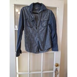 Details Express Denim Shirt Long Sleeve Button Up Women’s Sz S I1